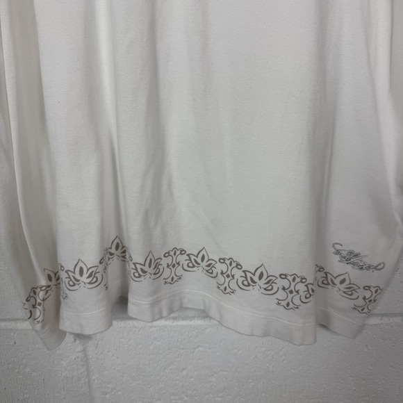 Tommy Hilfiger Womens T-Shirt White Silver Embellished Floral Trim Artsy Size 3X - Picture 5 of 12